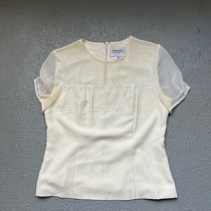 Carissimo Beaded Top Sheer Sleeve‎ Blouse Party Career Interview Size 10